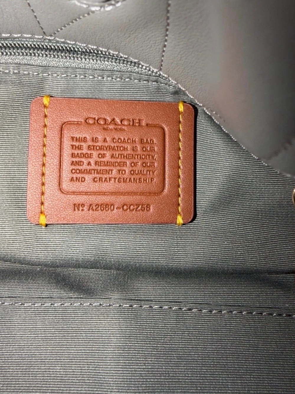 Coach Quilted Shoulder Bag in Gray with Gold Hardware - Coach - Picture 4 of 5